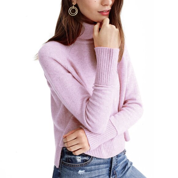 NWT J.Crew Cozy Cropped Wool Turtleneck Sweater Super Soft Yarn | Lilac | XXS - Picture 2 of 6